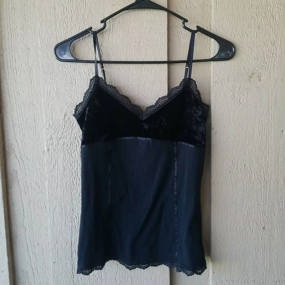 EXPRESS tank top sz small black velvet y2k